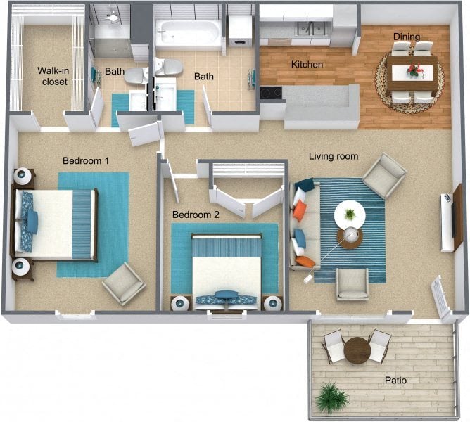 Two bedroom two bath